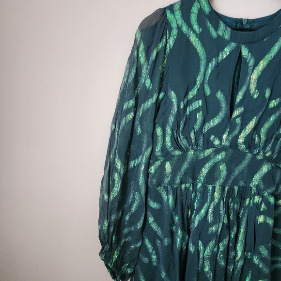 NWT Oliphant | Balloon Waisted Mini Dress in Aurora Teal - Size S - Picture 5 of 12